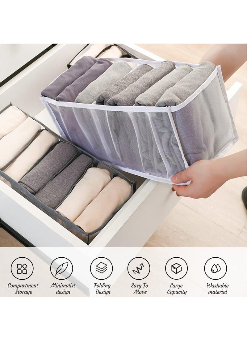 Generic - Pants Drawer Organizer Divider Underwear Organizer, 7 Cells Jeans Compartment Storage Foldable Closet Cabinet Organizer Underwear Mesh Storage Boxes for Socks, Handkerchiefs, Belts - Image 1