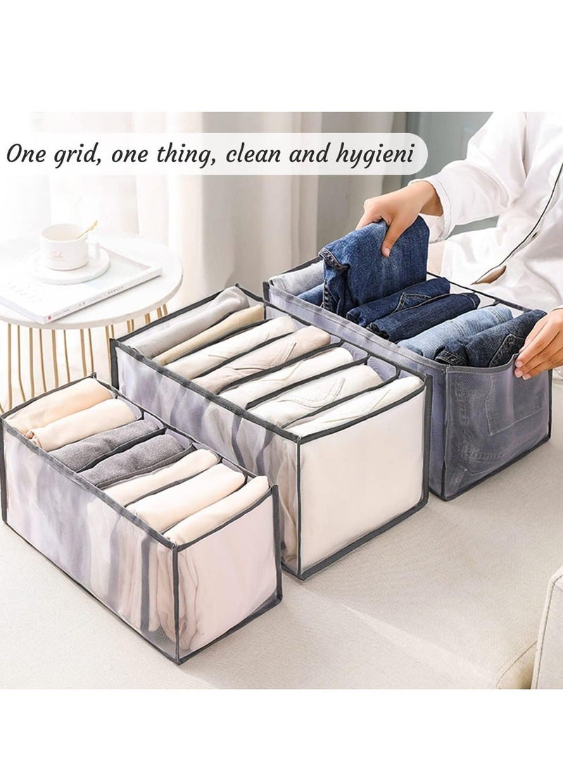 Generic - Pants Drawer Organizer Divider Underwear Organizer, 7 Cells Jeans Compartment Storage Foldable Closet Cabinet Organizer Underwear Mesh Storage Boxes for Socks, Handkerchiefs, Belts - Image 1