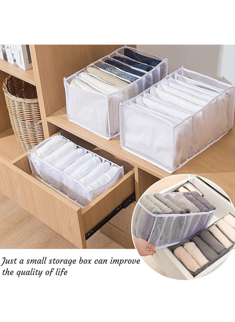 Generic - Pants Drawer Organizer Divider Underwear Organizer, 7 Cells Jeans Compartment Storage Foldable Closet Cabinet Organizer Underwear Mesh Storage Boxes for Socks, Handkerchiefs, Belts - Image 1