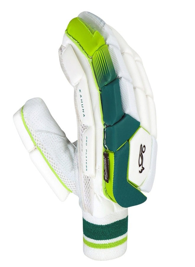 Kookaburra Kahuna Pro Players Left Hand Batting Gloves - Adult | Elite Level Cricket Gloves | Premium Protection & Comfort | White/Green - Image 4