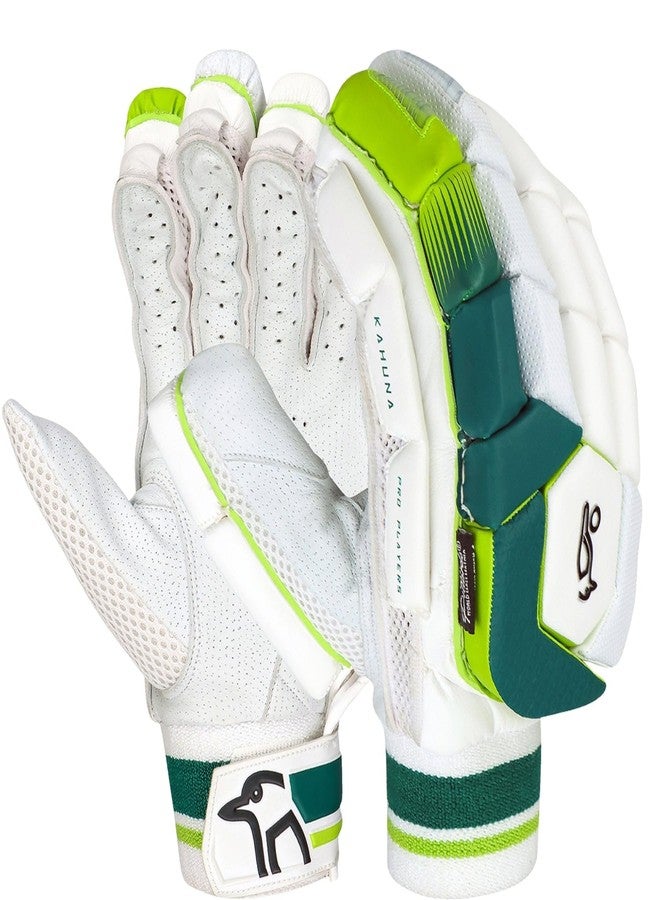 Kookaburra Kahuna Pro Players Left Hand Batting Gloves - Adult | Elite Level Cricket Gloves | Premium Protection & Comfort | White/Green - Image 2