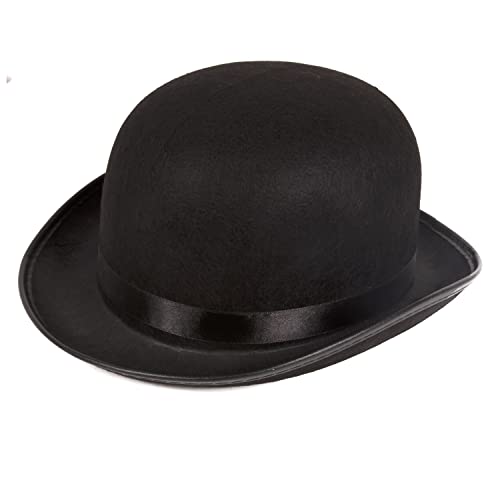 Kangaroo One Classic Vintage Black Derby Hat for Men & Women - Bowler Hat for Teens - Cosplay Derby Accessory, Halloween Theater Hat, and for 1920s Retro Style Costume Apparel - Image 1