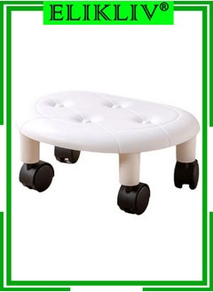 ELIKLIV Mini Portable Movable Stool Multifunctional 360 Angle Rotating for Home Office Garage,Low Roller Seat Wheel Stool Chair (White)  - Image 1