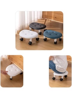ELIKLIV Mini Portable Movable Stool Multifunctional 360 Angle Rotating for Home Office Garage,Low Roller Seat Wheel Stool Chair (White)  - Image 2