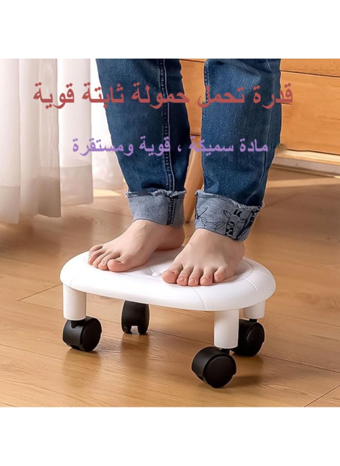 ELIKLIV Mini Portable Movable Stool Multifunctional 360 Angle Rotating for Home Office Garage,Low Roller Seat Wheel Stool Chair (White)  - Image 5