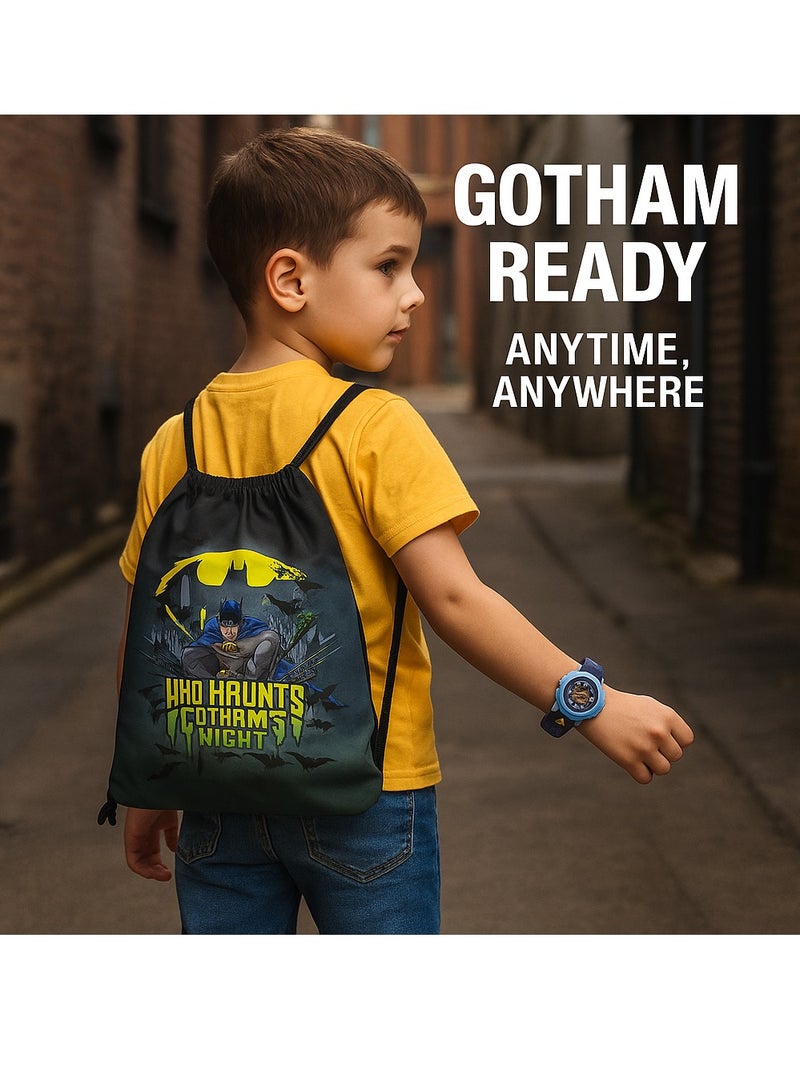DECOR SOUQ Batman Kids Projector Watch with 6 Projection Styles & Drawstring Bag Combo – Superhero Themed Gift Set for Boys | Gotham Night Action Watch & Bag | School, Travel, Birthday Party Favors  - Image 4
