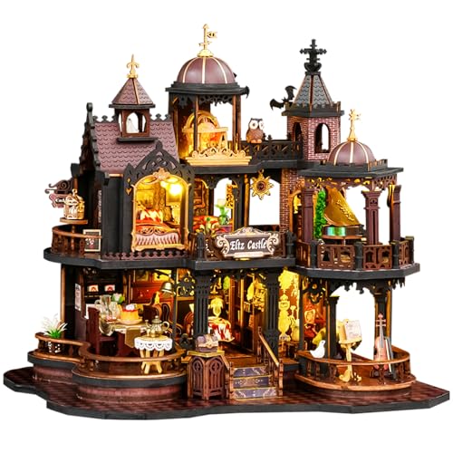 Spilay DIY Miniature House Kit Edinburgh Castle Dollhouse with Music Box and Dust Cover 3D Wooden Puzzle Book Nook Kit for Adult Creative Bookshelf DecorUnique Gift for Teens Book Lovers - Image 1