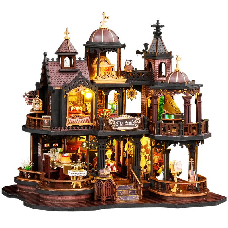 Spilay DIY Miniature House Kit Edinburgh Castle Dollhouse with Music Box and Dust Cover 3D Wooden Puzzle Book Nook Kit for Adult Creative Bookshelf DecorUnique Gift for Teens Book Lovers - Image 3