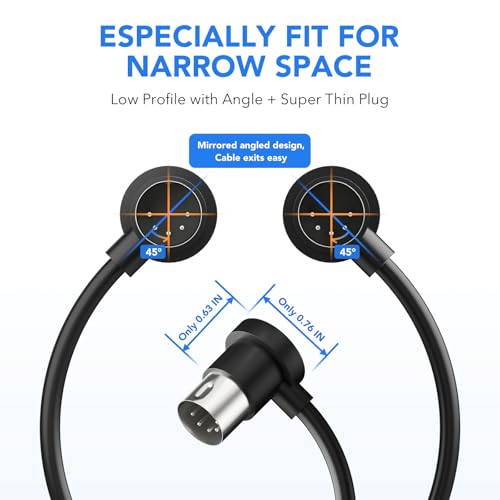 Heams 4 Pack Premium Right Angle MIDI Cable 2FT Low Profile for Saving Space MIDI Cables Stable Fast Transmission and LongLasting 5 Pin Din Cable Ideal for MIDI Interface Keyboard Pedal Board - Image 3