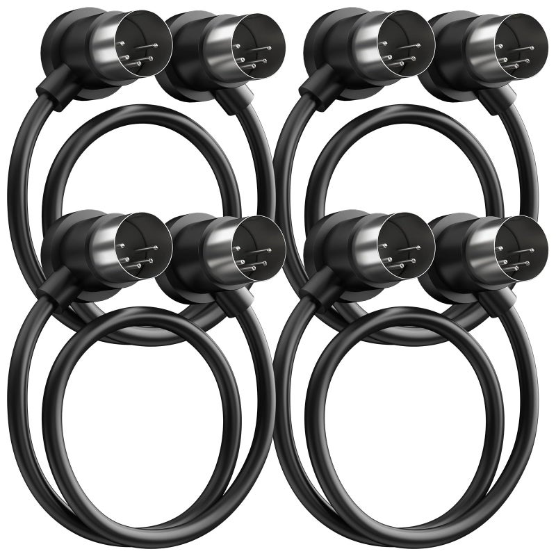 Heams 4 Pack Premium Right Angle MIDI Cable 2FT Low Profile for Saving Space MIDI Cables Stable Fast Transmission and LongLasting 5 Pin Din Cable Ideal for MIDI Interface Keyboard Pedal Board - Image 2