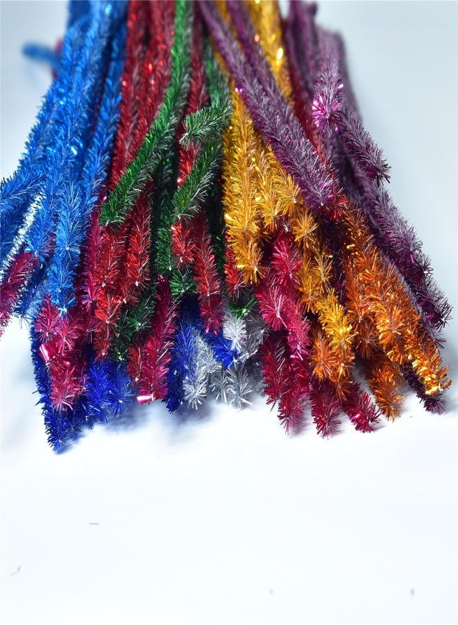 غوتون سيقان شينيل لامعة متعددة الألوان لتنظيف الأنابيب (عبوة من 100 قطعة) لتزيين الأعمال الفنية والحرفية الإبداعية (6 مم × 12 بوصة) - Image 2