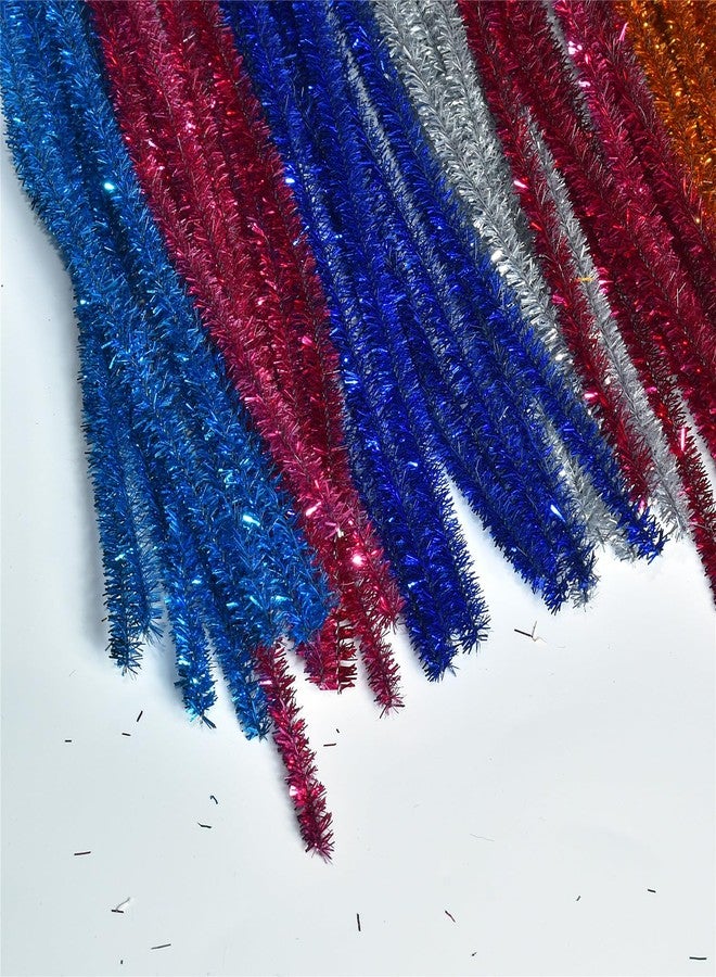 غوتون سيقان شينيل لامعة متعددة الألوان لتنظيف الأنابيب (عبوة من 100 قطعة) لتزيين الأعمال الفنية والحرفية الإبداعية (6 مم × 12 بوصة) - Image 4