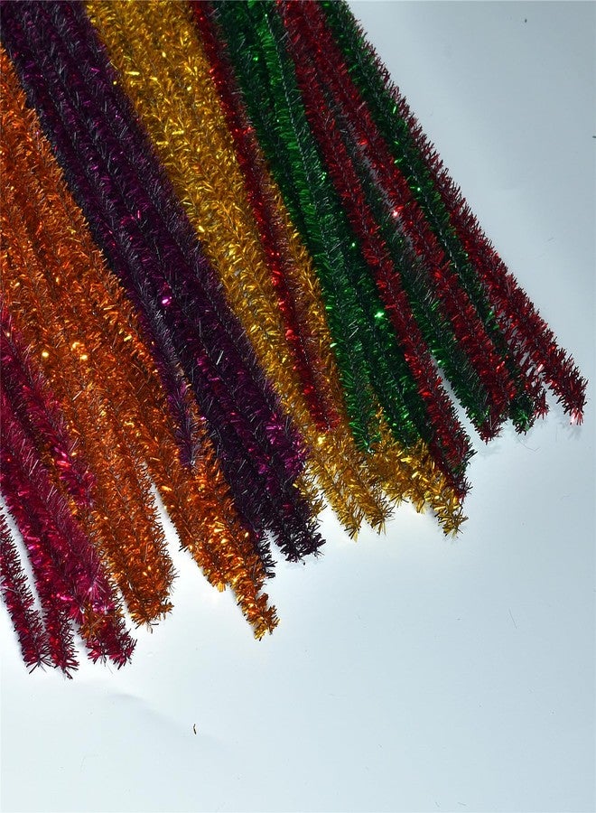 غوتون سيقان شينيل لامعة متعددة الألوان لتنظيف الأنابيب (عبوة من 100 قطعة) لتزيين الأعمال الفنية والحرفية الإبداعية (6 مم × 12 بوصة) - Image 5