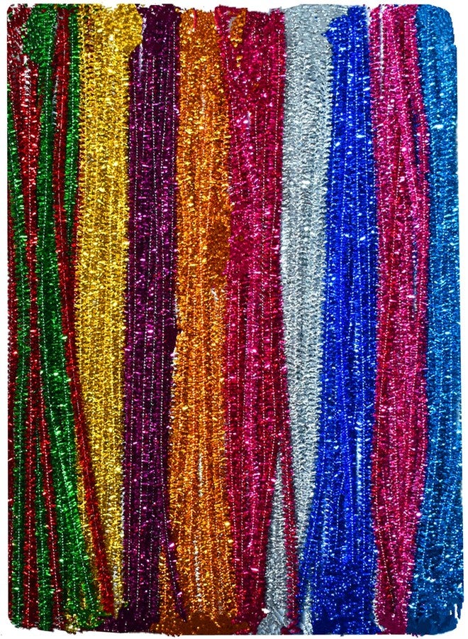 غوتون سيقان شينيل لامعة متعددة الألوان لتنظيف الأنابيب (عبوة من 100 قطعة) لتزيين الأعمال الفنية والحرفية الإبداعية (6 مم × 12 بوصة) - Image 1