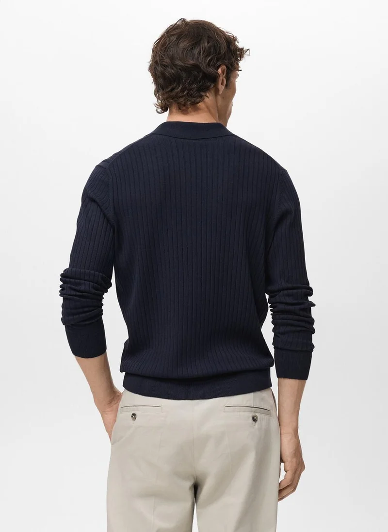 مانجو مان Ribbed knitted polo sweater