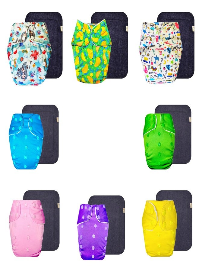 Dumbledo Premium Cloth Diaper with Gray Insert (Pack of 8) | Snug Fit | Leakproof | Travel Friendly | Perfect for Indian Summers | 3 Months - 3 Years | Unisex Baby - Image 1