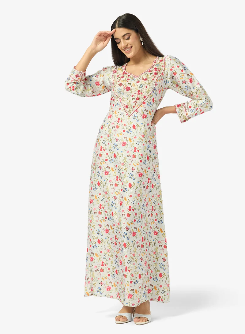 ARABIAN CLOSET Embellished Belted Jalabiya