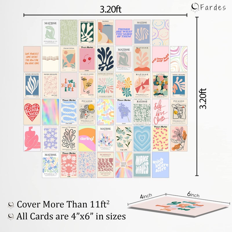 Fardes Aesthetic Room Decor, 50pcs Danish Pastel Prints for Wall Decor, Wall Collage Kit Aesthetic Pictures for Dorm Decor, Teen Girls Preppy Bedroom Decor - Image 5