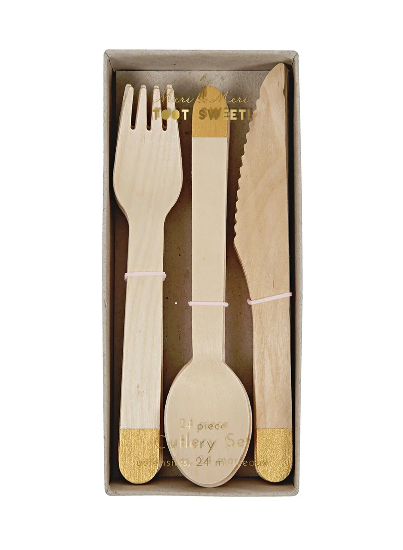 Meri Meri Gold Wooden Cutlery Set
