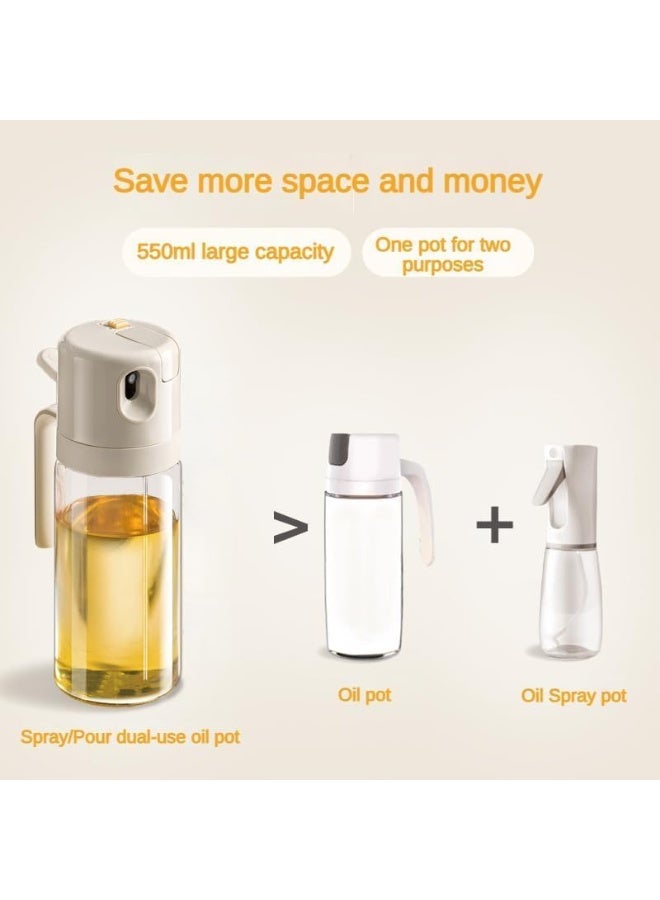 DUNISO زجاجة رذاذ زيت 2 في 1، زجاجة موزع زيت، رذاذ وموزع زيت، مقاومة للتسرب، للطهي، السلطات، الخل وإكسسوارات المطبخ، 550 مل - Image 4