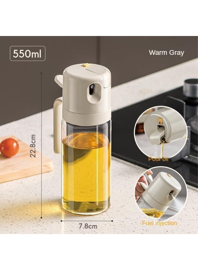 DUNISO زجاجة رذاذ زيت 2 في 1، زجاجة موزع زيت، رذاذ وموزع زيت، مقاومة للتسرب، للطهي، السلطات، الخل وإكسسوارات المطبخ، 550 مل - Image 2