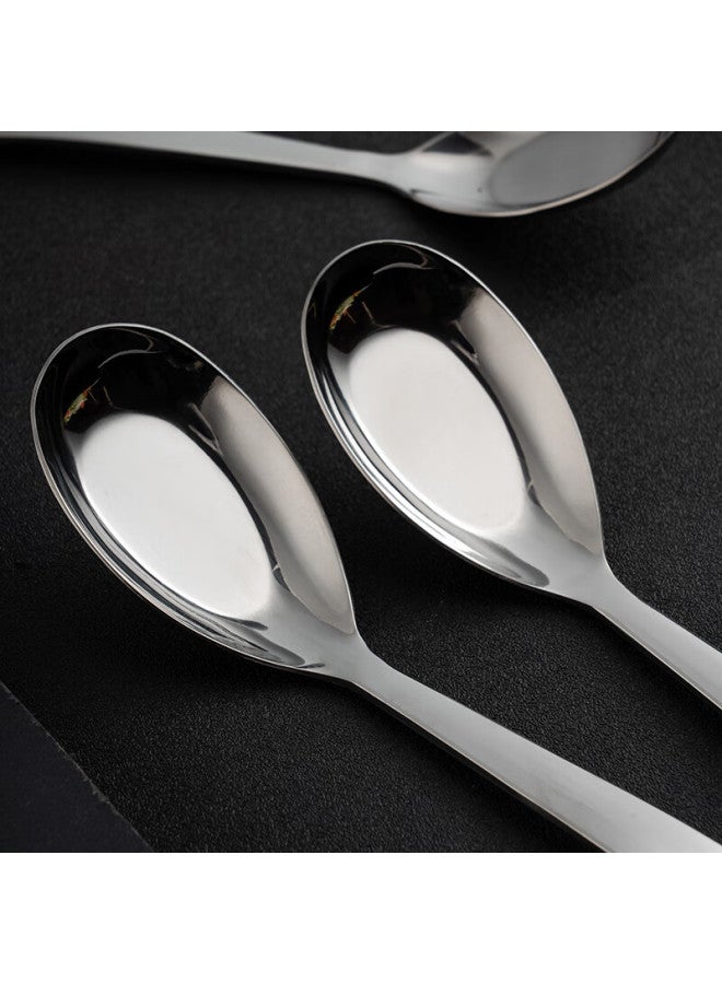 Onlycook Household Thickened Stainless Steel Spoon Chinese Style Flat Bottom Soup Spoon Drinking Porridge Spoon Children's Table Spoon Cutlery - Set Of 3 Large - Image 2