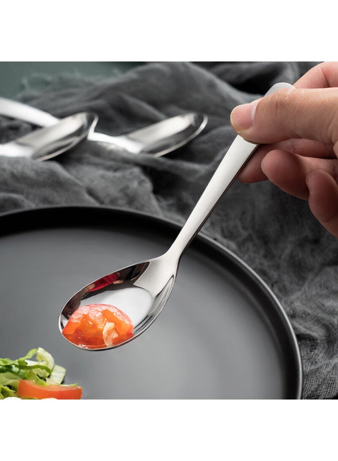 Onlycook Household Thickened Stainless Steel Spoon Chinese Style Flat Bottom Soup Spoon Drinking Porridge Spoon Children's Table Spoon Cutlery - Set Of 3 Large - Image 3