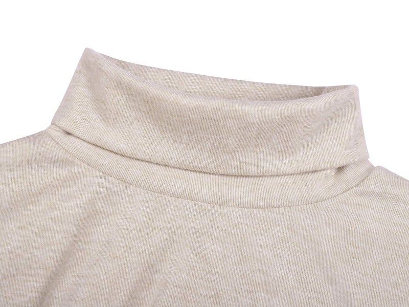 Poriff Men's Turtleneck Pullover Melange Colored Slim Fit Long Sleeve Sweater Apricot M - Image 4