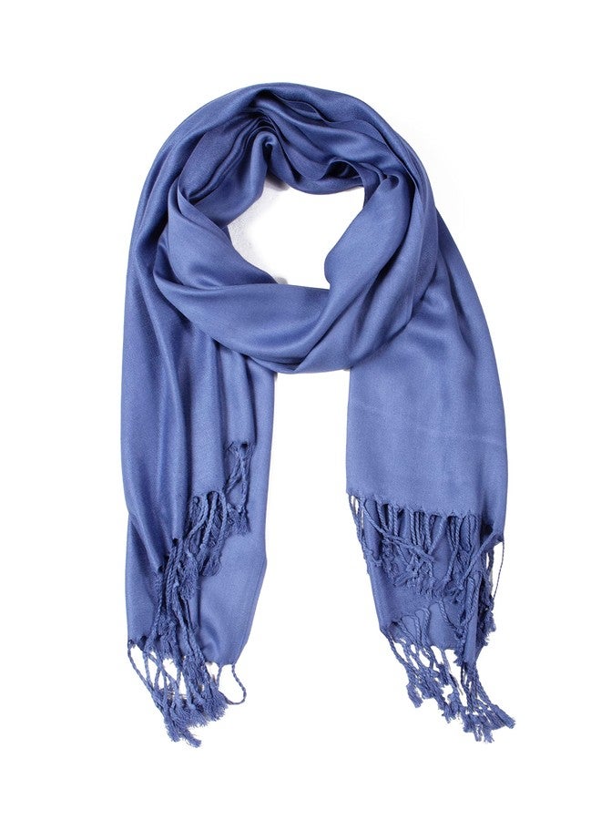 Sakkas 78" X 28" Rayon from Bamboo Soft Solid Pashmina Feel Shawl/Wrap/Stole - Steel Blue - Image 5