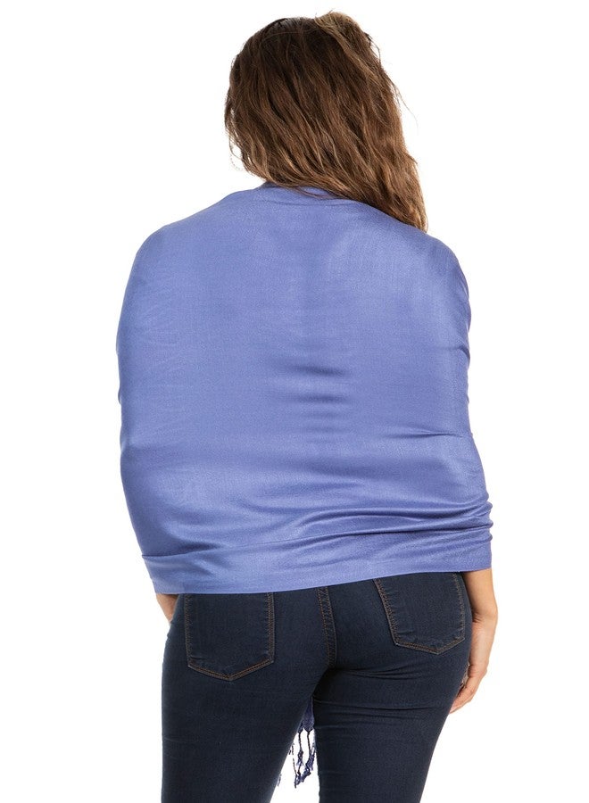 Sakkas 78" X 28" Rayon from Bamboo Soft Solid Pashmina Feel Shawl/Wrap/Stole - Steel Blue - Image 2