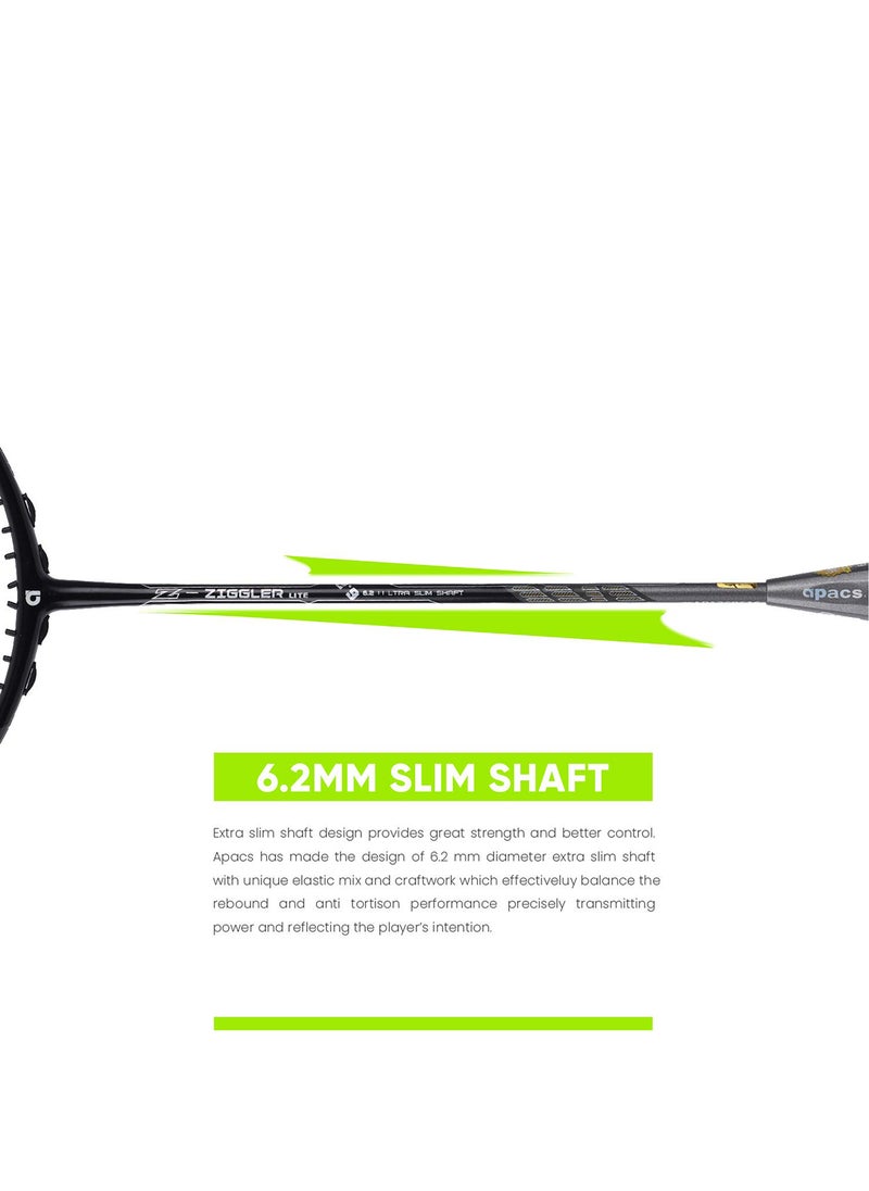 Apacs Z-Ziggler Lite Unstrung Badminton Racket | 33 LBS 6g & 6.2 mm Slim Shaft | 3 3/8 inches Grip Size | Lightweight Design | Includes Full Cover for Protection  - Image 4