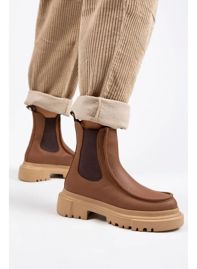 Agnes Women's Genuine Leather Double-Sided Elastic Toe Boot.