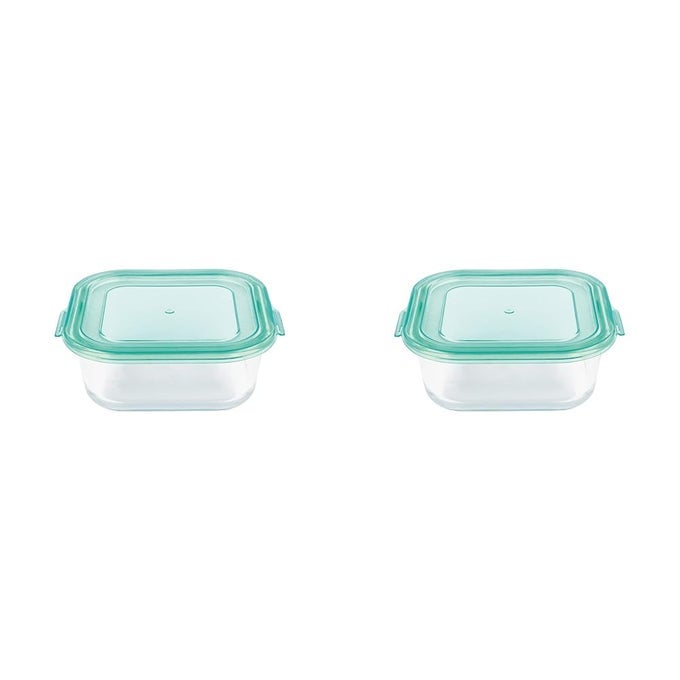 , COOK SERVE STORE, BOROSILICATE STORAGE CONTAINER, SIMPLY STORE WITH LID SQUARE 320 ML, 1 PC, TRANSPARENT (PACK OF 2)