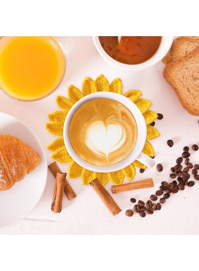 طقم كروشيه للمبتدئين، طقم 5 قطع من حوامل الكروشيه، طقم كروشيه لنبات عباد الشمس في وعاء مع إبرة كروشيه، خيوط ملونة، علامة غرز، تعليمات، أدوات مواد DIY لعشاق الحرف (عباد الشمس) - Image 5