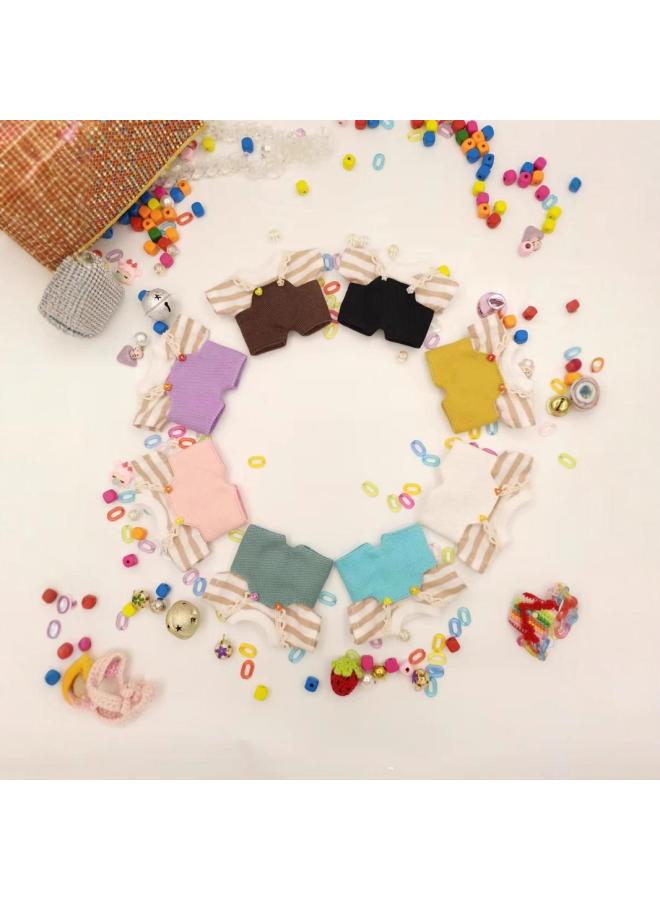 Loquat Labubu Vinyl Blind Box Clothes 8cm10cm12cm15cm20cm Cotton Doll Undecided Official Doll Clothes-color:White Overalls Jeans + White Top-height:20cm Normal Body - Image 2