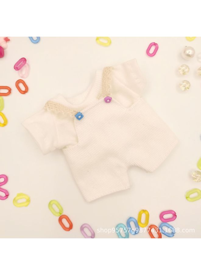 Loquat Labubu Vinyl Blind Box Clothes 8cm10cm12cm15cm20cm Cotton Doll Undecided Official Doll Clothes-color:White Overalls Jeans + White Top-height:20cm Normal Body - Image 1