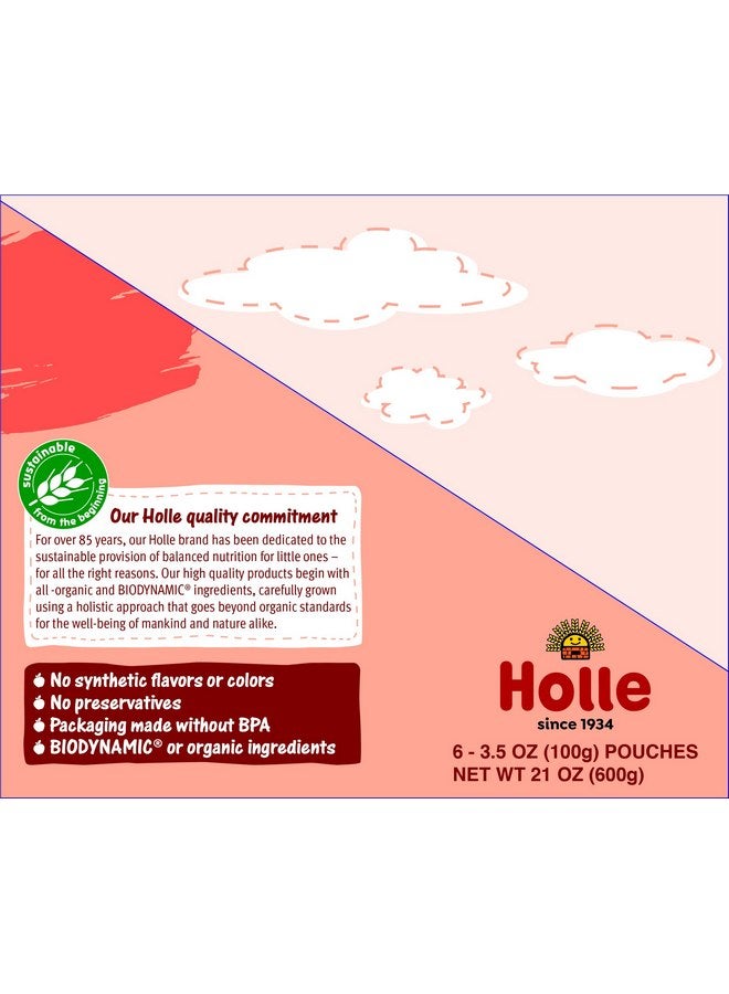 هول أكياس طعام الأطفال العضوية من هولي - هريس الخوخ للأطفال باندا مع الخوخ والموز والمشمش والهجاء - (عبوة من 6 قطع) وجبات خفيفة عضوية للأطفال + أكياس فواكه وخضروات لفطام الأطفال من عمر 6 أشهر وما فوق - Image 5