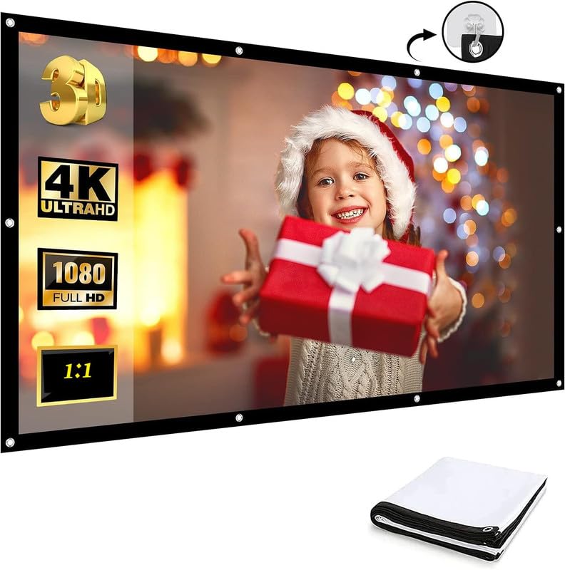 Vilro 160 inch Projector Screen,4K 16:9 Portable Eyelet Premium Video Foldable Projection for HD Home Theater Cinema Anti-Crease Indoor Outdoor Office Classroom (354 cm (W) x 199 cm (H)) - Image 1