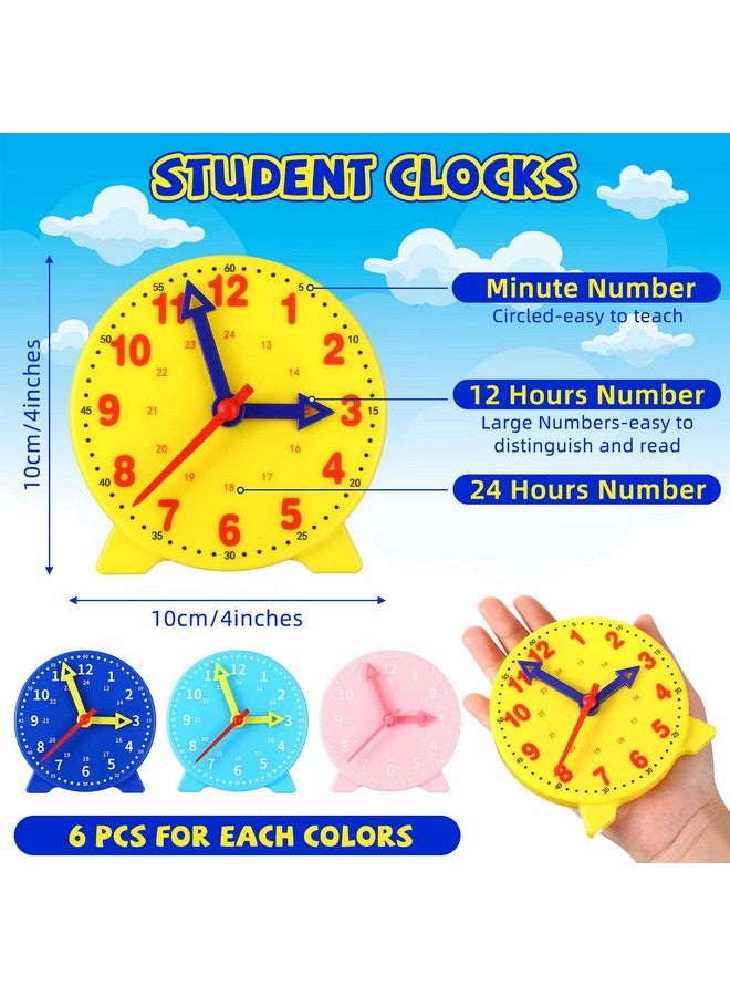 Batiyeer 24 Pcs Teaching Clock Kit For Kids To Tell Time Teaching Clock Mini Geared Clock For Kids Basic Math Development Teacher And Classroom Supplies 4 Inch - Image 3