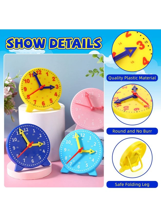 Batiyeer 24 Pcs Teaching Clock Kit For Kids To Tell Time Teaching Clock Mini Geared Clock For Kids Basic Math Development Teacher And Classroom Supplies 4 Inch - Image 5