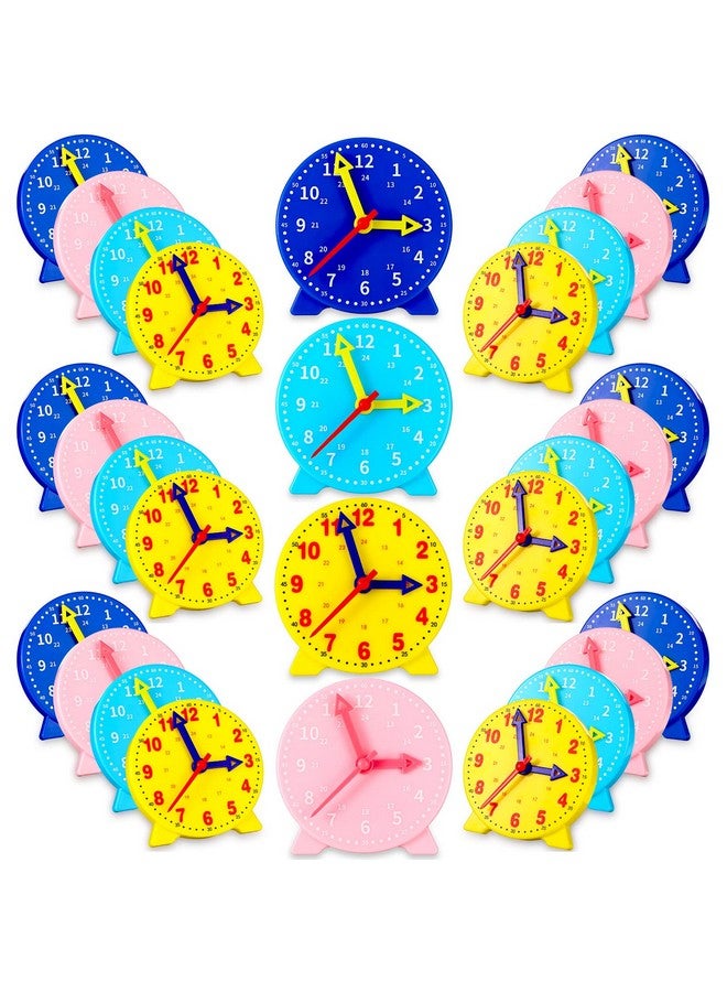 Batiyeer 24 Pcs Teaching Clock Kit For Kids To Tell Time Teaching Clock Mini Geared Clock For Kids Basic Math Development Teacher And Classroom Supplies 4 Inch - Image 1