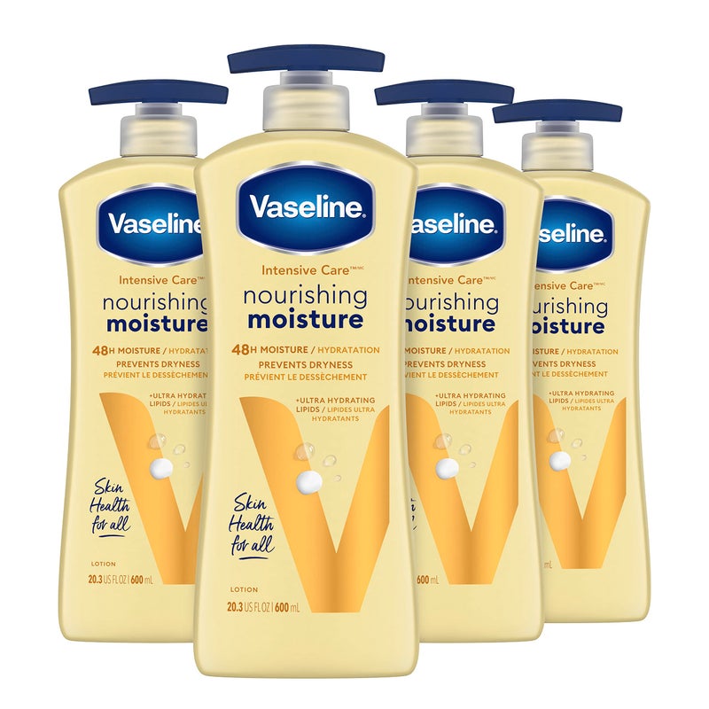 Vaseline Intensive Care Body Lotion Nourishing Moisture 4 Count for Dry Skin, with Ultra-Hydrating Lipids + Pure Oat Extract 20.3 oz - Image 1