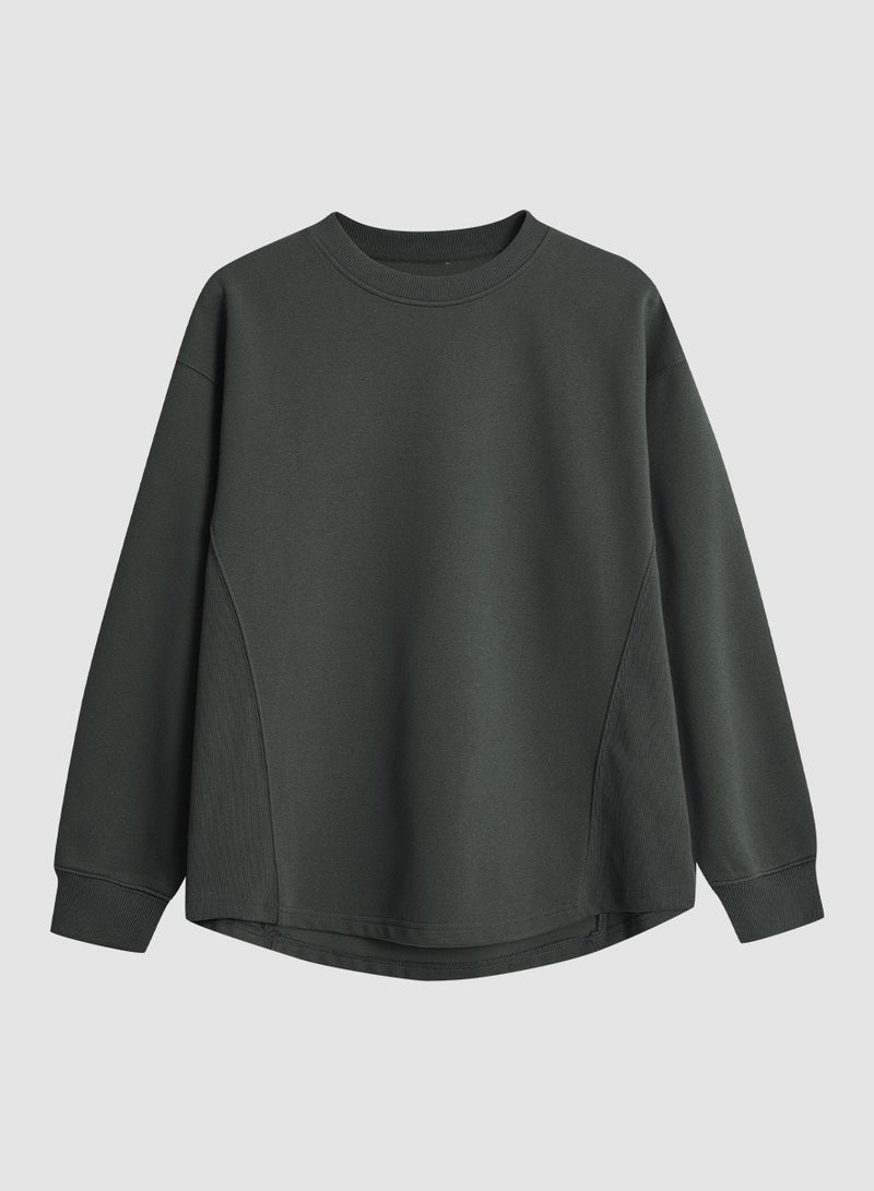 APOCRITA'S Round Neck Long Sleeved Lazy Wide Casual Hoodie - Image 1