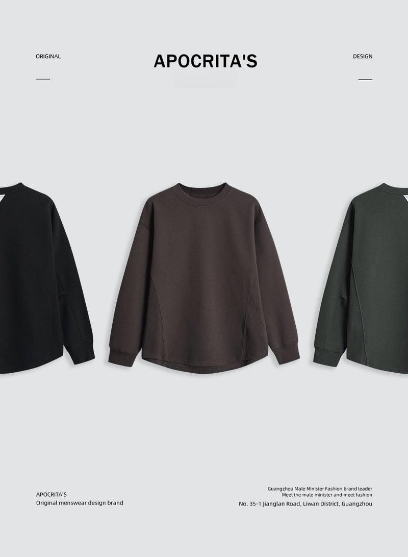 APOCRITA'S Round Neck Long Sleeved Lazy Wide Casual Hoodie - Image 3