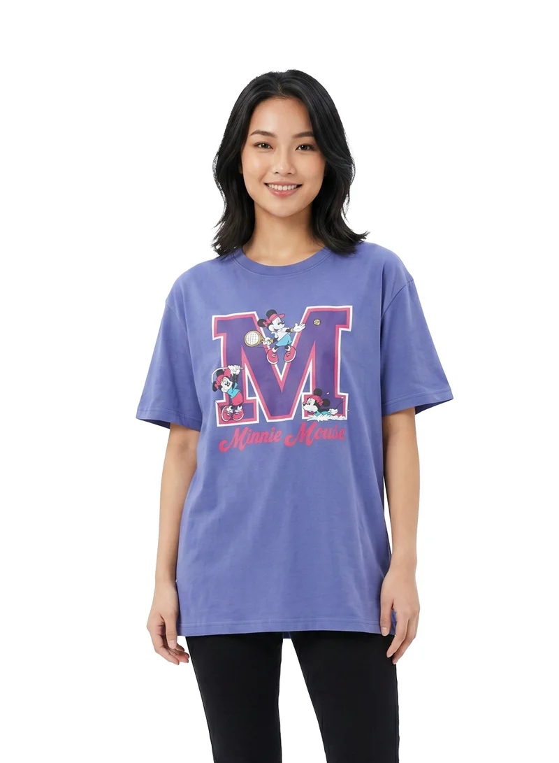 ديزني Disney Minnie Mouse Graphic Women’s Oversized Drop Shoulder T-Shirt