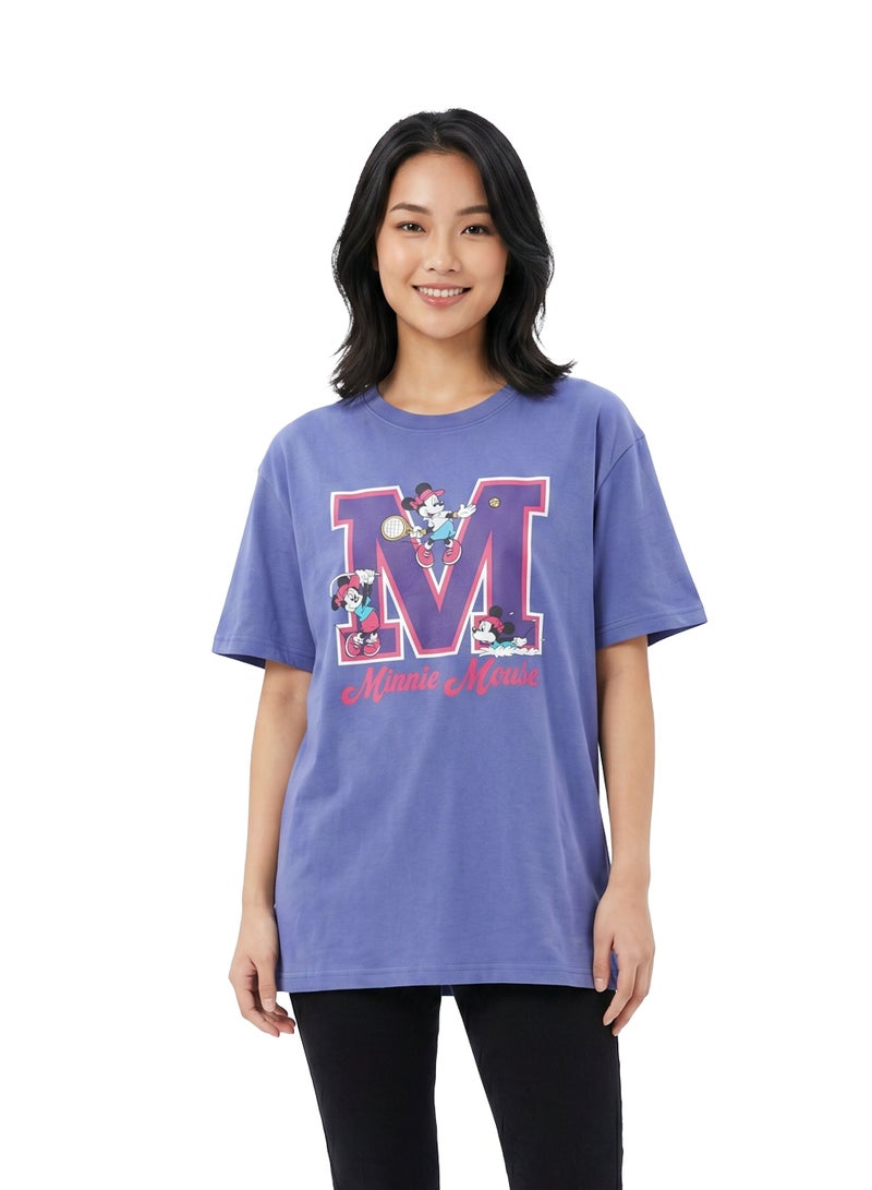 Disney Minnie Mouse Graphic Women’s Oversized Drop Shoulder T-Shirt - Image 1