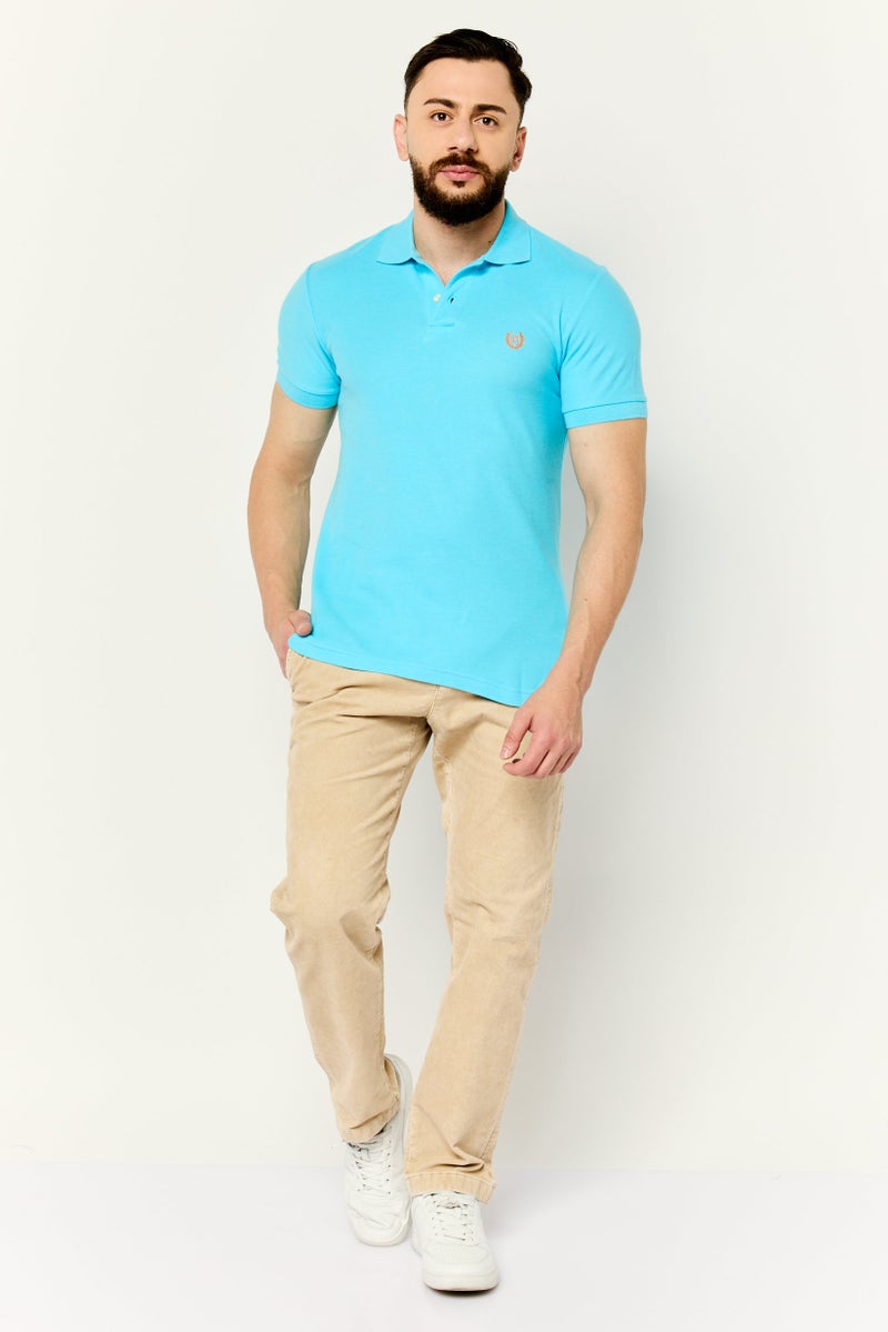 Chaps Men Custom Fit Embroidered Logo Short Sleeves Polo Shirt, Blue - Image 3