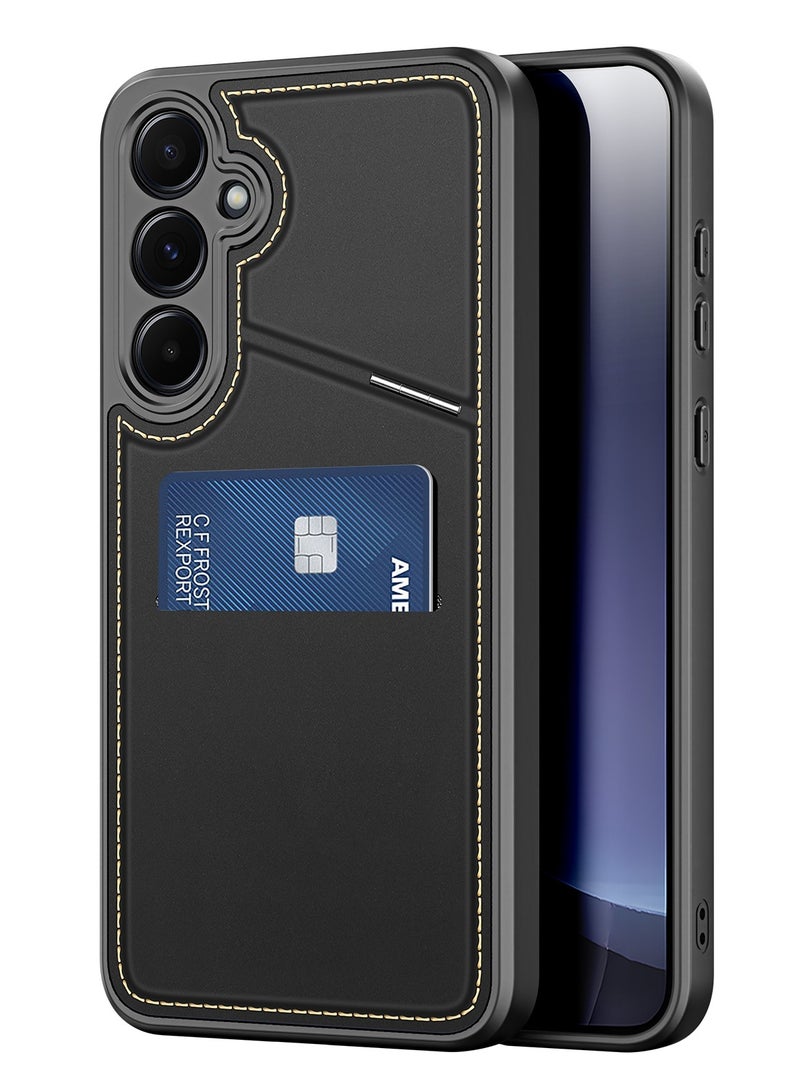 دوكس دوتشيز حافظة دوكس دوتشيز لهاتف سامسونج جلاكسي اس 25 بلس مع مسند وحامل بطاقة الائتمان متوافق مع غطاء حماية شديد التحمل من الجلد ماج سيف (أسود) - Image 1