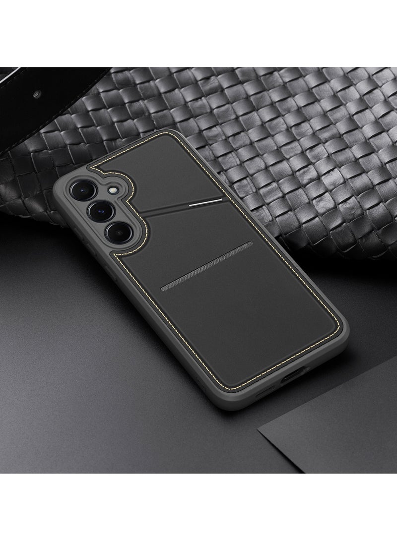 دوكس دوتشيز حافظة دوكس دوتشيز لهاتف سامسونج جلاكسي اس 25 بلس مع مسند وحامل بطاقة الائتمان متوافق مع غطاء حماية شديد التحمل من الجلد ماج سيف (أسود) - Image 2