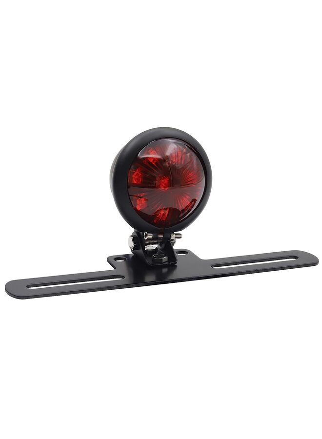 Motorcycle Red Round Rear Brake/Tail Light Lamps with AL Bracket,12V LED Universal Motorbike Scooter Tail Lamp - Image 1